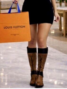 Born Brown Distressed Leather Tall Riding Boots Back Zip Harness Women’s 8.5 EUC